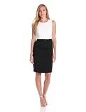 Calvin Klein Womens Belted Colorblock Dress