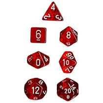 Polyhedral 7-Die Translucent Dice Set - Red