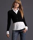 INC International Concepts? Petite Layered-Look Cropped Cardigan with Long-Sleeve Shirt