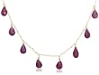 14k Yellow Gold, July Birthstone, Ruby Briolette Station Necklace, 16"