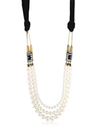 Auden Madison Pin Pearl Lanyard Swarovski Crystal Necklace