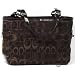 Authentic Coach Optic Signature Pleated E/W Brown Tote Handbag 13762