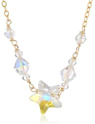 Swarovski Elements Crystal Aurora Borealis Bicone and Star Bead Gold over Silver Chain Necklace, 16"+2" Extender