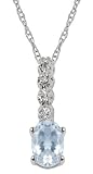 10k White Gold Aquamarine and Diamond 5-Stone Pendant