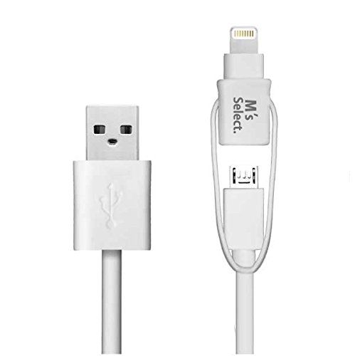 M's select. MFI認証取得 Lightning変換付属 micro USBケーブル 1.8メートル MS-LIM18-WH