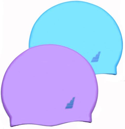 Dexi Sport Silicone Swim Cap Adult (Pack 2) (Violet / Sky Blue)