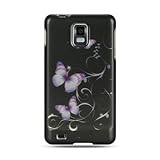 Hard Snap on Plastic RUBBERIZED With BLACK PURPLE BUTTERFLY Design Faceplat ....