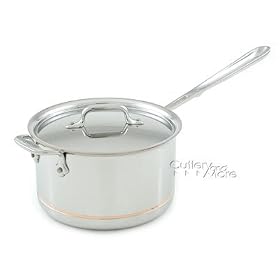 All Clad Copper Core Sauce Pan with Lid & Helper Handle 4 Qt.