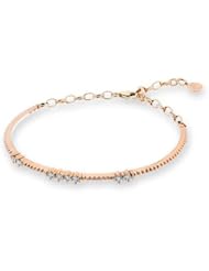 18K White Gold Eternity 8 Stones Channel Setting Round Diamond Accents Bangle