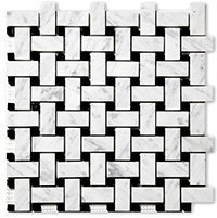 Carrara (Carrera) Bianco Honed 1x2 Basketweave Mosaic Tile