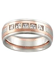 1/2 Ct Tw 14K White & Rose Gold Diamond Band by US Gems, Size: 10