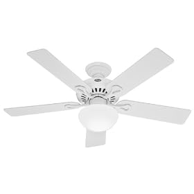 Hunter 21539 The Vista 52-Inch Five-White/Light Oak-Blades-Ceiling Fan, White