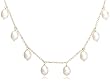 14k Yellow Gold, June Birthstone, 5.5-6mm Pearl Briolette Station Necklace, 16"