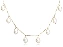 14k Yellow Gold, June Birthstone, 5.5-6mm Pearl Briolette Station Necklace, 16"