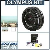 Olympus Zuiko 25mm f/2.8 Digital Lens Kit, for the E Digital with Tiffen 43mm UV Glass Filter, Adorama Digital Camera & Lens Cleaning Kit,