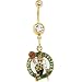 NBA Boston CELTICS Double Gem Gold Belly Ring