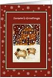 Serenity Primitive Folk Art Sheep Scene Christmas Cards Card