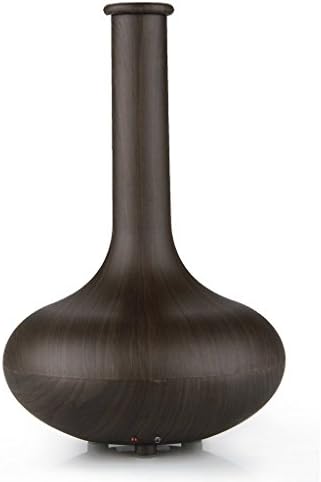 TopReturn® Bois Series 140ML Aromatherapy Essential Oil Diffuser Ionizer Air Humidifier, Wood Grain Style, Super Fine &amp; Smooth Mist Version(Vase Shape, Dark Wood Grain)