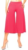 Stretch Gaucho Pants with Banded Waist from Hot Fash Shorts - SALEEN Fuchsia