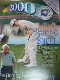 Esiason, Boomer Autographed/Hand Signed ''Bob Hope Chrysler Classic'' Pairing Sheet