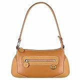 Buti Front Zip Camel Italian Nappa Leather Baguette Bag