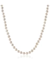 Sterling Silver White Freshwater Cultured Pearl A Grade 5.5-6mm Necklace, 16"