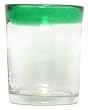 Hand Blown Glass with Pine Green Rim Rocks Glass 4"H 12oz Set of Four