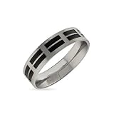 Eve's Addiction Men's Double Black Inlay Stainless Steel Band