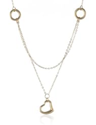 14K Yellow Gold Open Heart Dangle Necklace, 16.25"