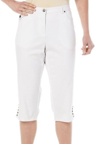 Hearts of Palm Womens Solid Embellished Capris 10 White