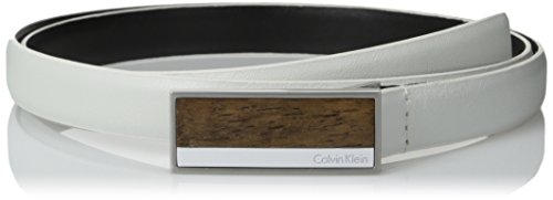 Calvin Klein Women's Semi-Shine Leather Belt with Wood Detail