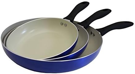 Concord 3pc Ceramic Non Stick Fry Pan Set Eco Friendly Frying Induction Cookware (Blue)