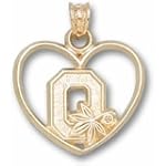 Ohio State Buckeyes Block "O Heart" Pendant - Gold Plated Jewelry $30.95