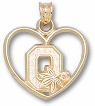 Ohio State Buckeyes Block "O Heart" Pendant - Gold Plated Jewelry