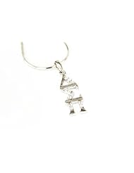 Delta Sigma Pi Sterling Silver Lavaliere set with Lab-Created Diamonds
