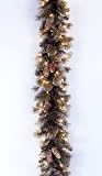 National Tree Company GP1-300-9A 9 Foot x 10 Inch Glitter Pine Garland with Cones, Snowflakes and 100 Clear Lights