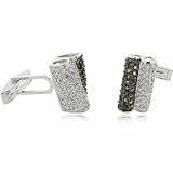 Sterling Silver Smoky Quartz Cubic Zirconia and Simulated Diamond CZ Stylish Cuff Links Cufflink