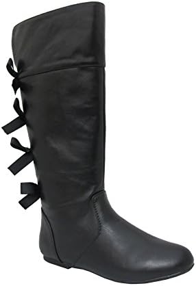 Kristin-K Girls High Top Boots with Bow at the Back Black 10