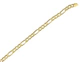 Concave 3mm Figaro Necklace 30 Inches in 14K Yellow Gold