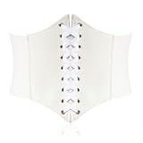 Hoter Lace-up Corset Style Elastic Cinch Belt -White