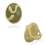 Snake Ring 18K Gold Over Sterling Green Aventurine Stone