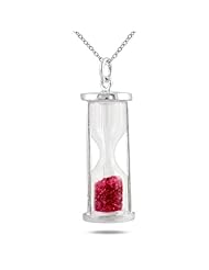 Ruby Time in a Bottle Pendant in .925 Sterling Silver