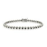 Sterling Silver Black Diamond Accent Classic Tennis Bracelet