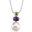 14K White Gold Paspaley South Sea Cultured Pearl, Peridot and Amethyst Pendant