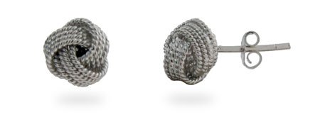 Eve's Addiction Textured Knot Mesh Sterling Silver Earrings