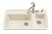 KOHLER 5982-4-96 Galleon Self-Rimming Kitchen Sink with Four-Hole Faucet Drilling, Biscuit