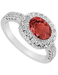 Ruby and Diamond Ring 14K White Gold - 1.50 CT TGW