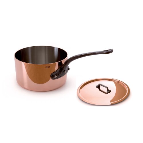 Mauviel M'Heritage Copper M250C 6501.21 3-1/2-Quart Saucepan with Lid, Cast Iron Handle