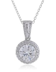 Sterling Silver Simulated Diamond Pendant Necklace, 18"