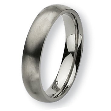 Rounded Brushed Titanium Ring (5.0 mm) - Sizes 6-13